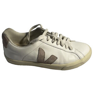 Veja Esplar Women’s Leather Sneakers Size 7 EU 38 White Suede Logo Clean Casual